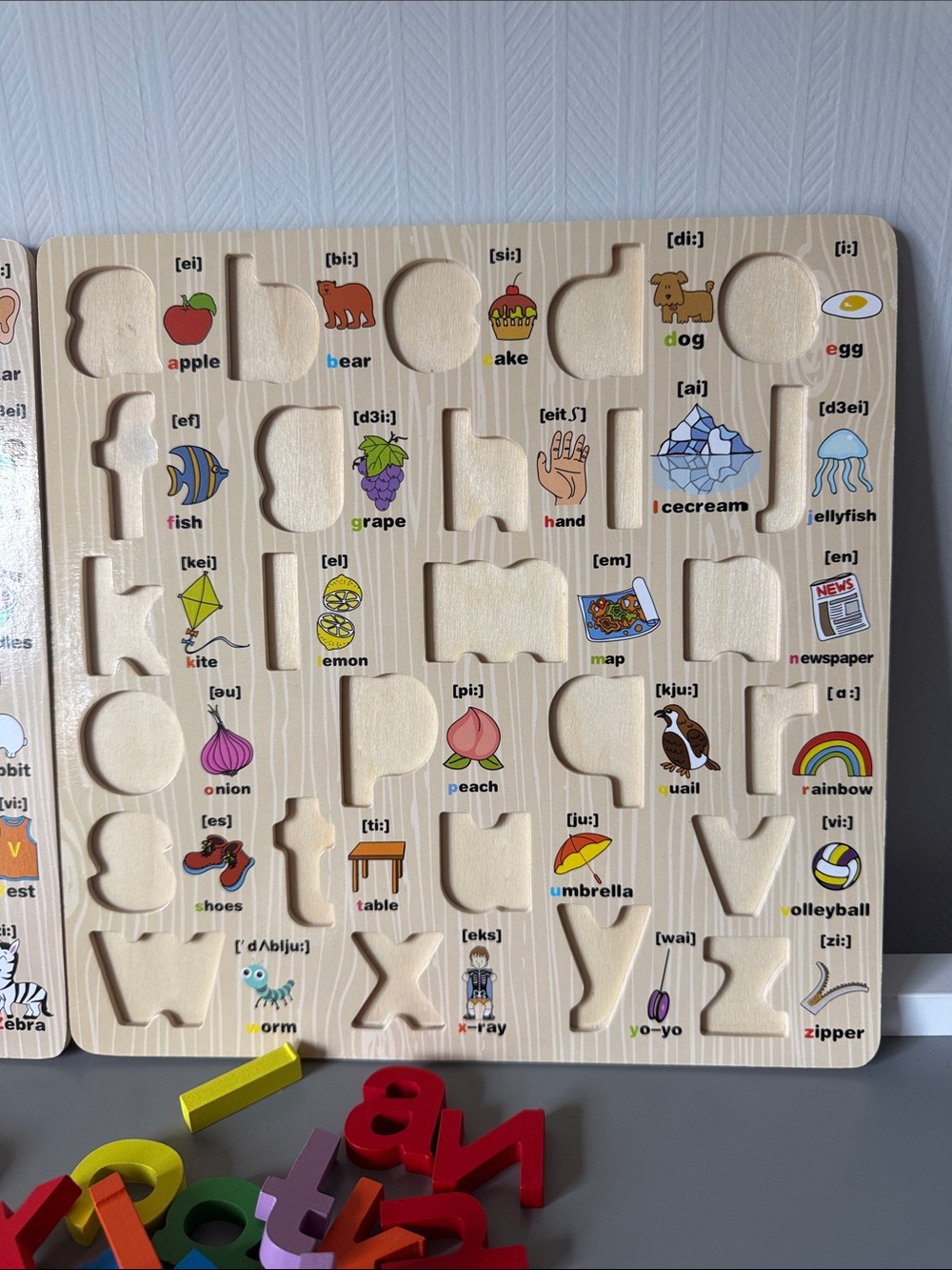 Wooden Alphabet Upper and Lower  Case Letters Puzzle with Multicolor Letters - Picture 3 of 6